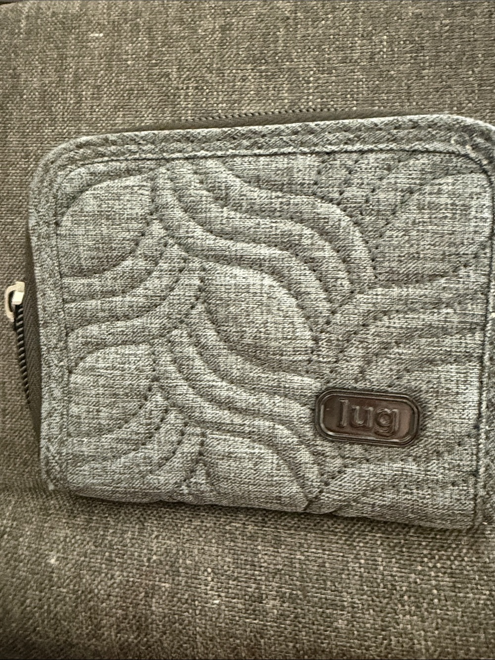 lug Quilted Light Gray Compact Wallet